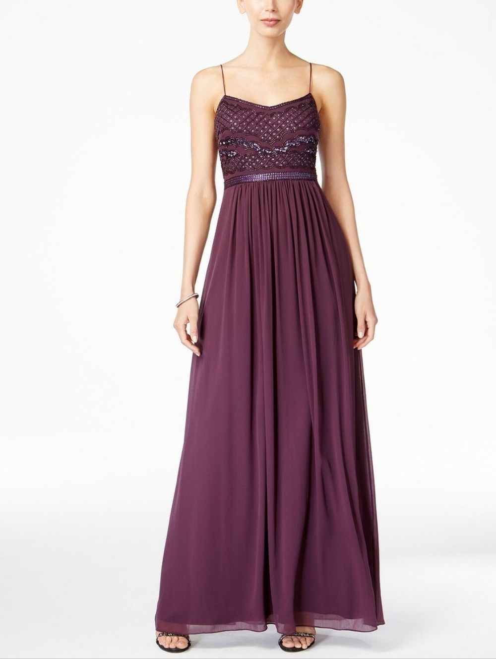 Adrianna Papell Beaded Chiffon Gown, Size 4